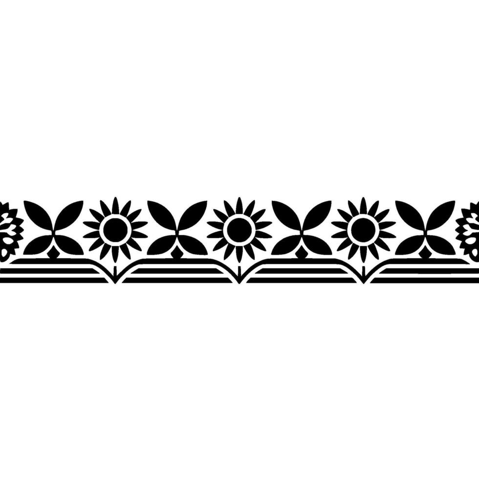Geometric Floral Border, Vintage Style, Retro vector