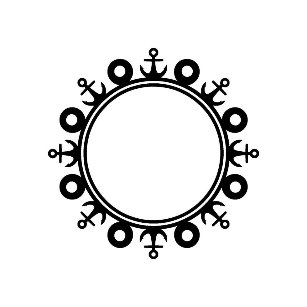 Nautical Anchor Frame, Circular Maritime Motif, Circle vector