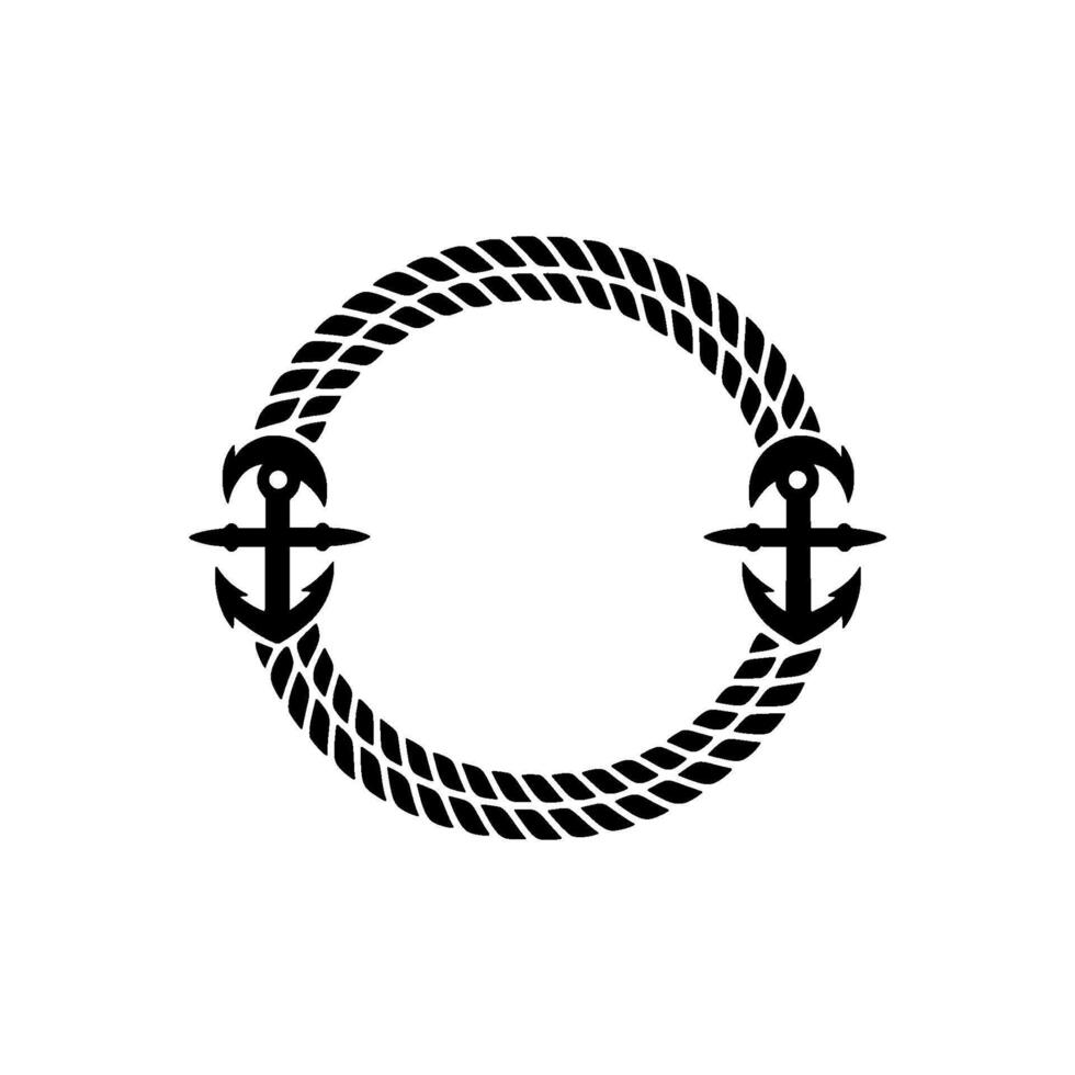 Nautical Anchor Rope Circle Emblem, Vintage Style vector