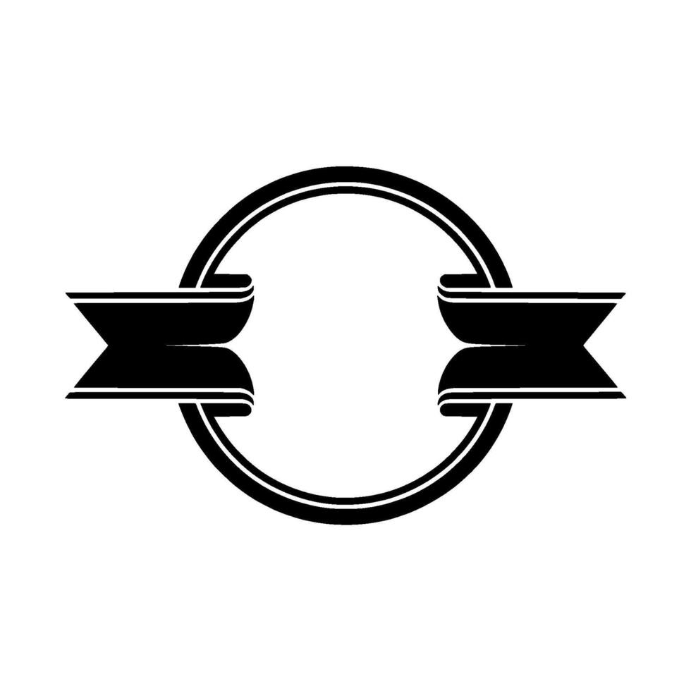 Vintage Ribbon Circle Emblem, Minimalist vector