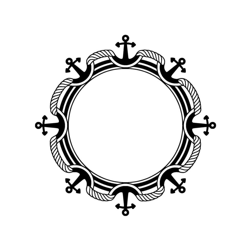 Nautical Frame Vintage Anchor Border, Maritime vector