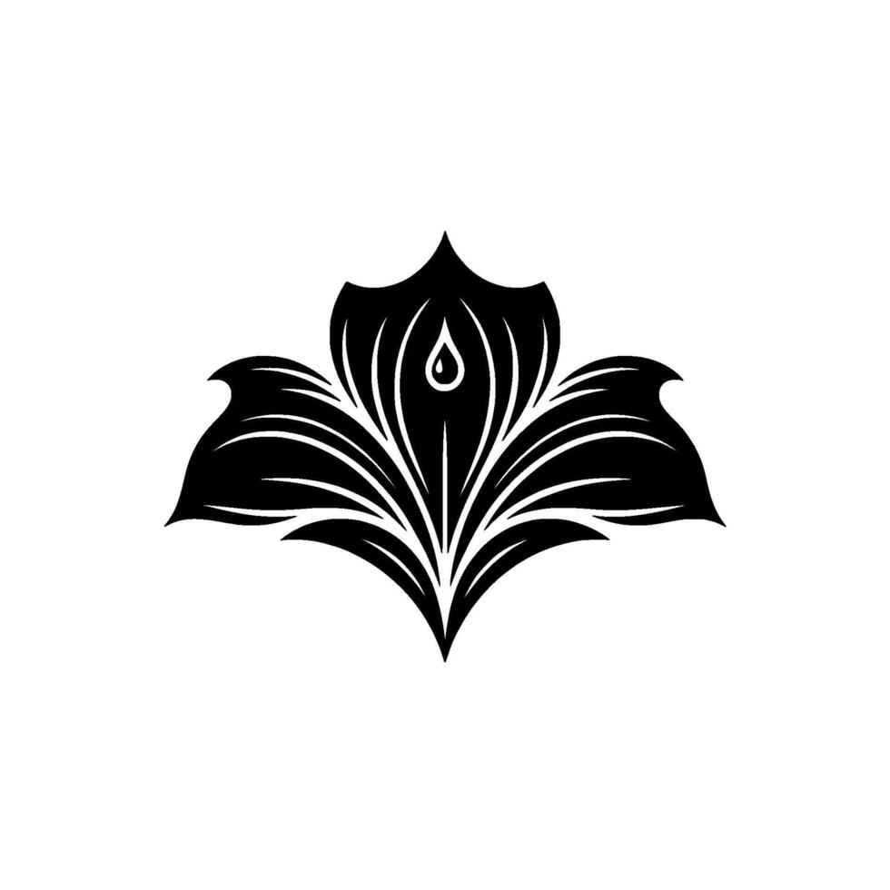 Elegant Black Floral Emblem, Minimalist, Leaf vector