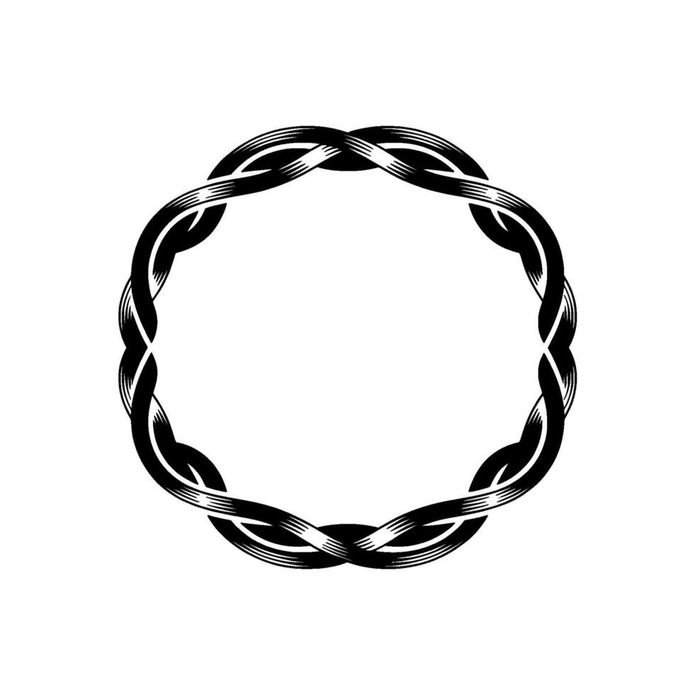 Intricate Woven Circle, Minimalist, Braided vector