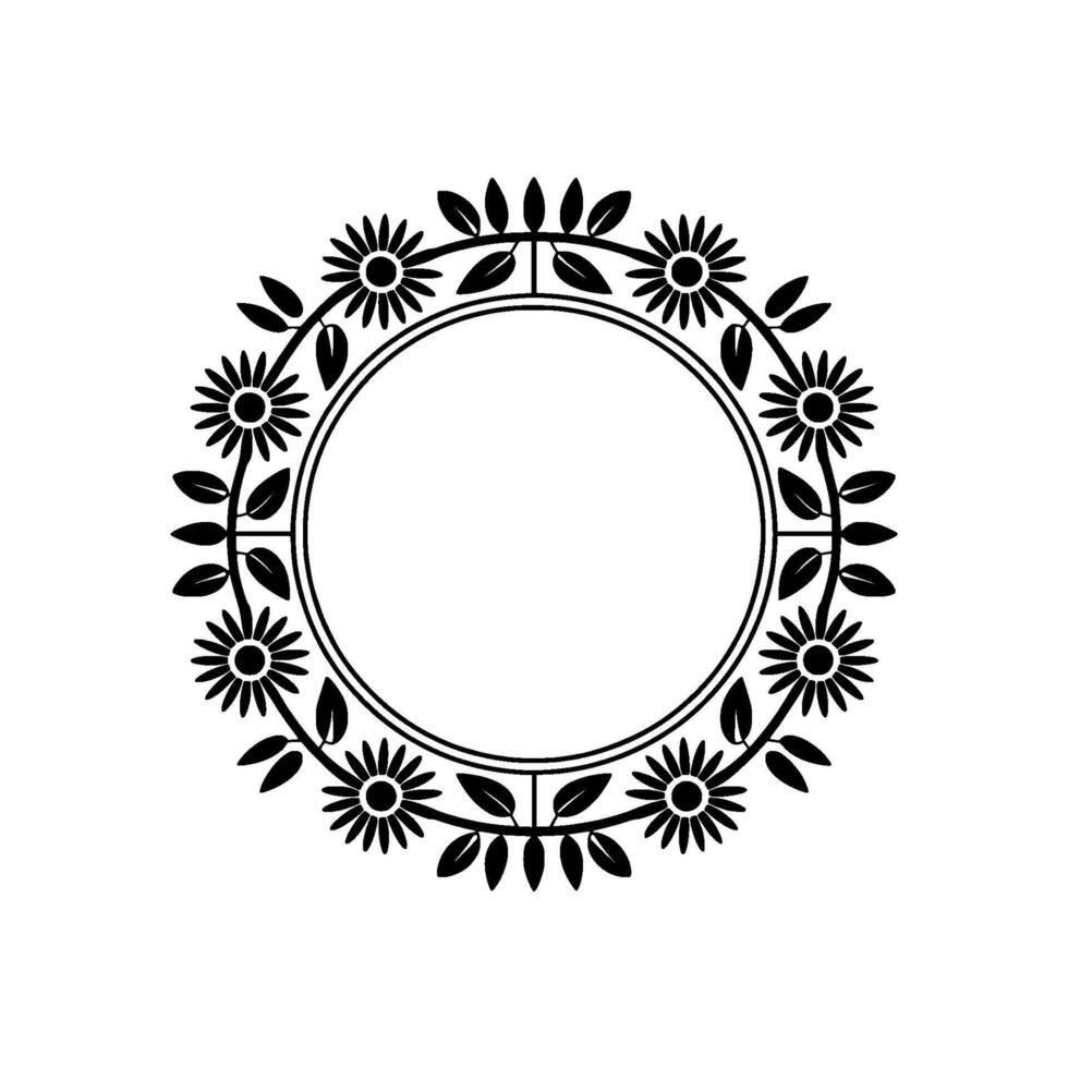 Stylized Floral Border, Minimalist, Circular Frame vector