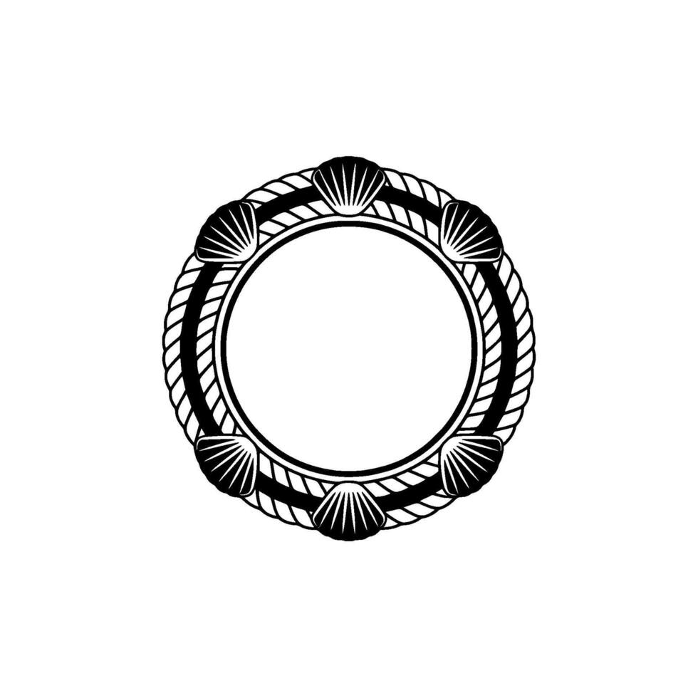 Nautical Frame, Seashell Border, Elegant Circle vector