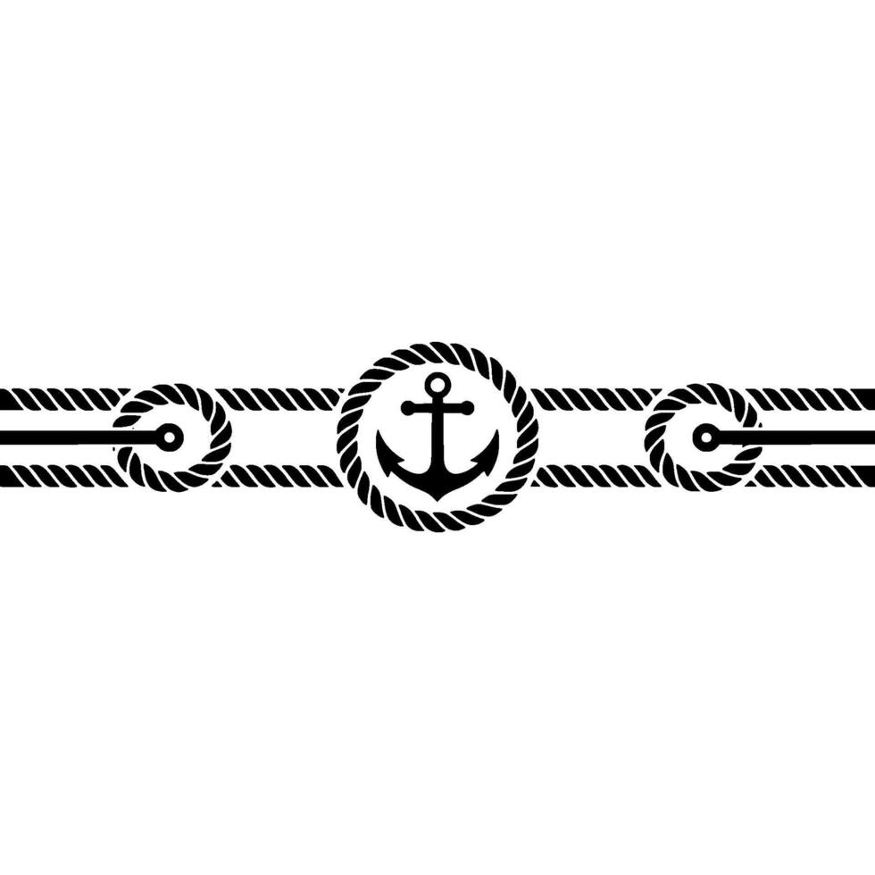 Nautical Border Anchor Rope vector