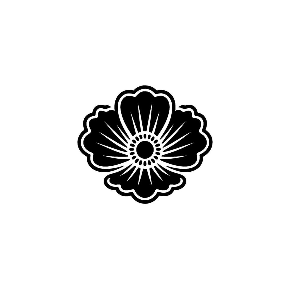 Minimalist Black Poppy Silhouette, Elegant Emblem vector
