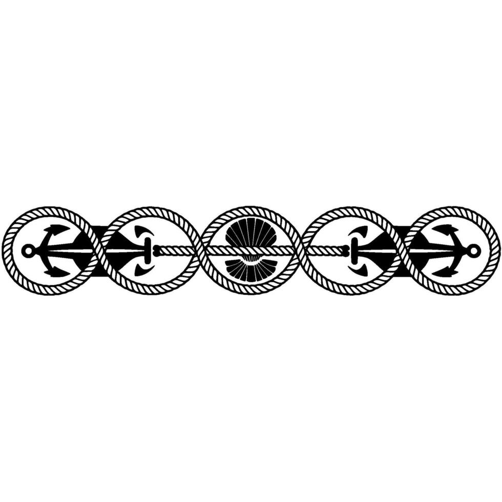 Nautical Border Vintage Rope Anchor Motif vector