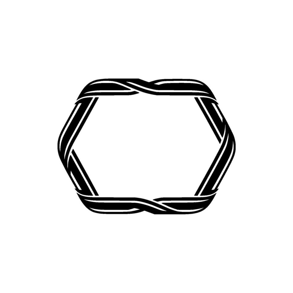 Geometric Woven Hexagon Frame, Minimalist vector