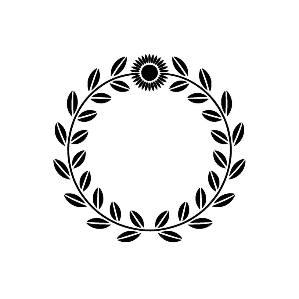 Stylized Sunflower Wreath, Minimalist Emblem vector