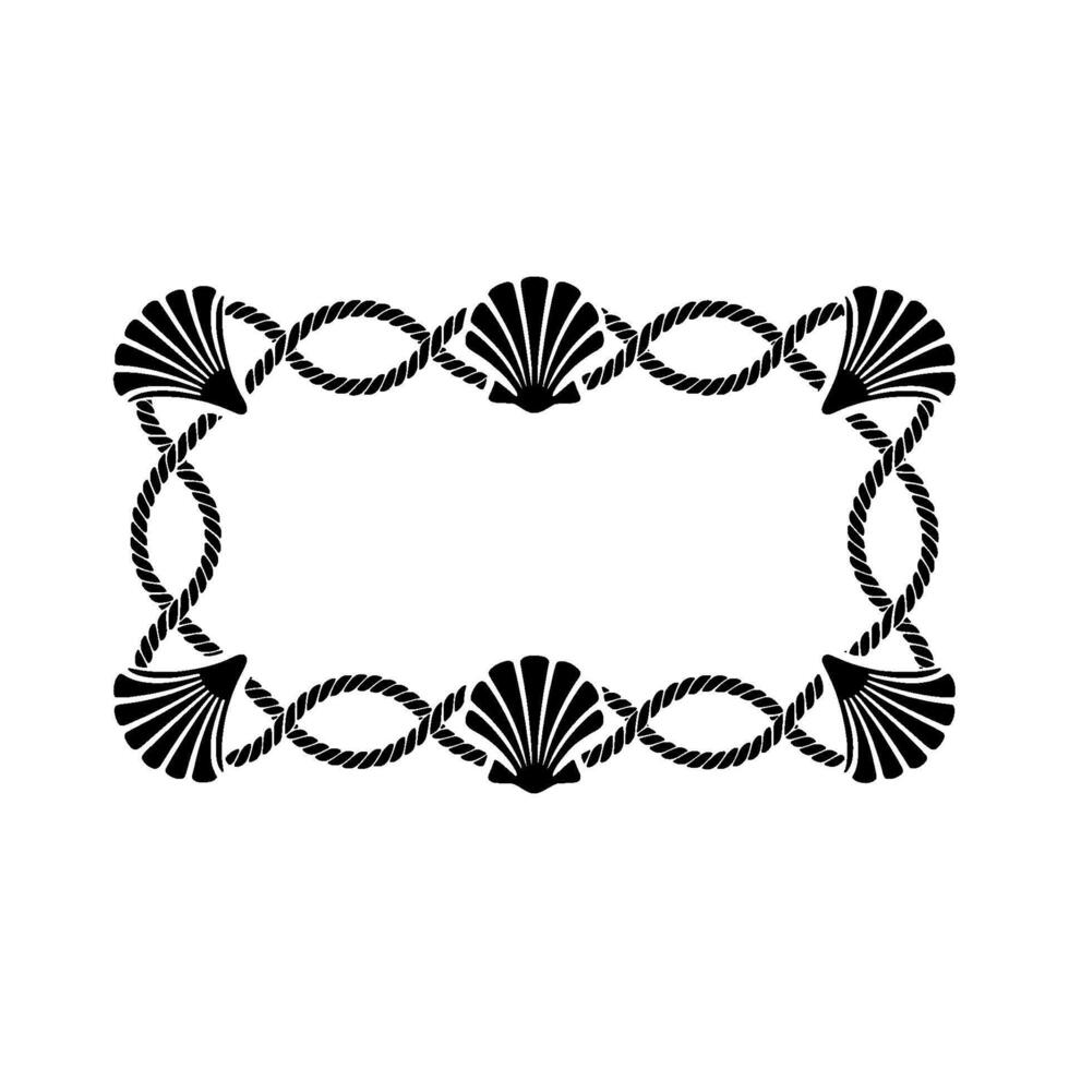 Nautical Border, Rope Shell Motif, Vintage vector