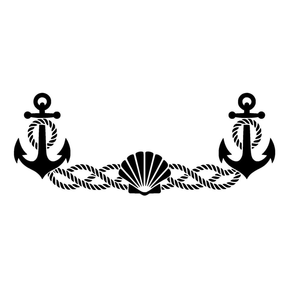 Nautical Anchor Border, Vintage Maritime, Shell vector