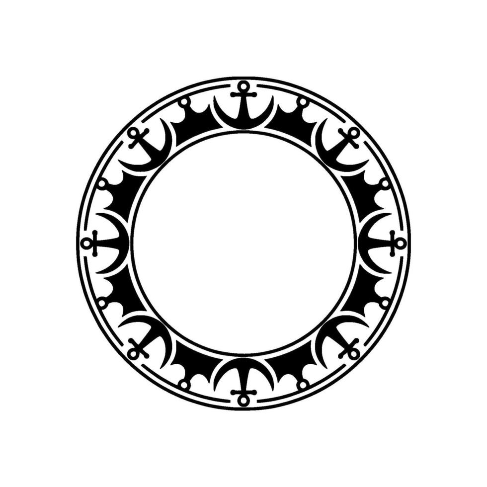Nautical Anchor Emblem, Circular, Vintage Motif vector