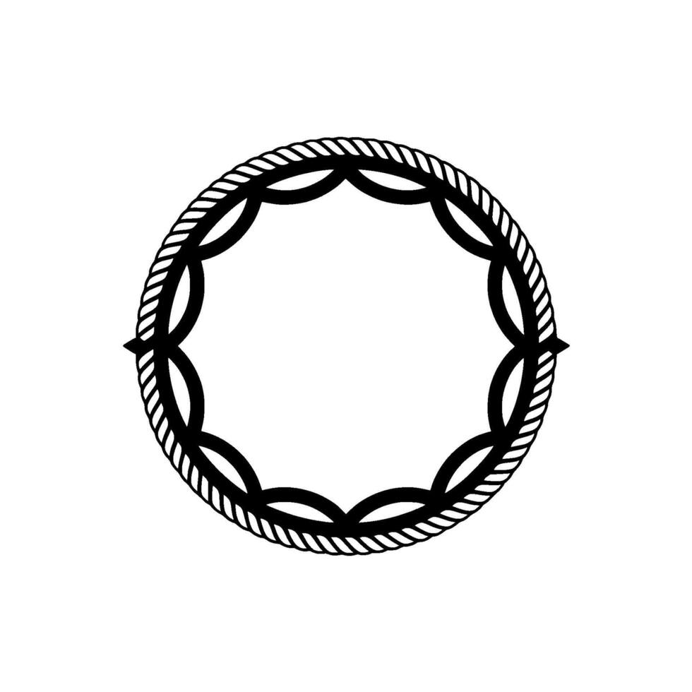 Nautical Circle Frame, Vintage Style, Decorative Border, Rope vector