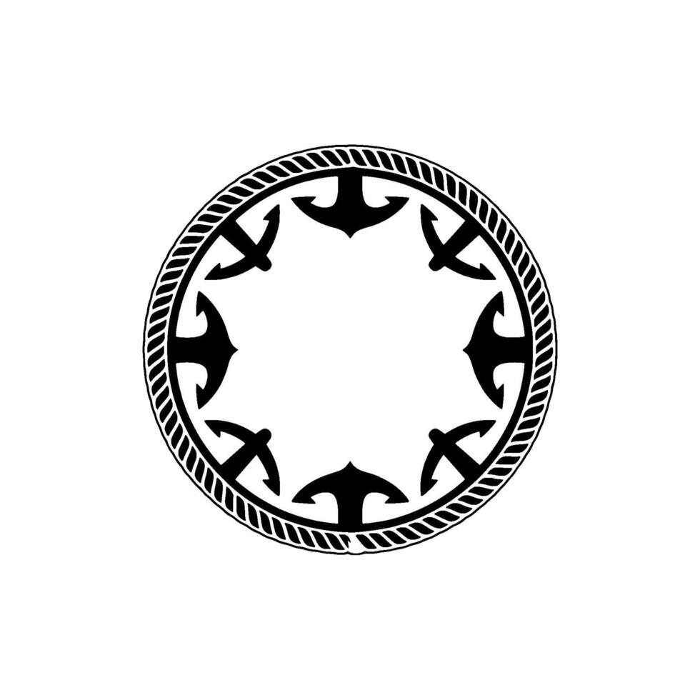 Nautical Emblem Circular Mariners Seal with Bird Motif vector