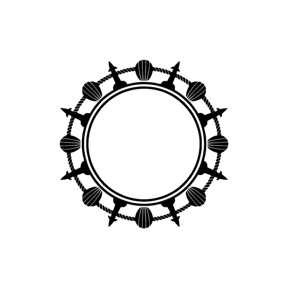 Stylized Tribal Frame, Nautical Motif, Circular vector
