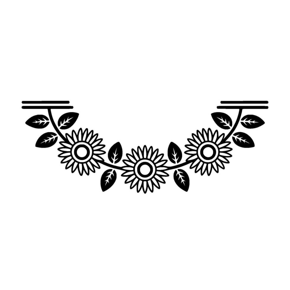 Stylized Sunflower Garland, Minimalist Floral, Botanical vector