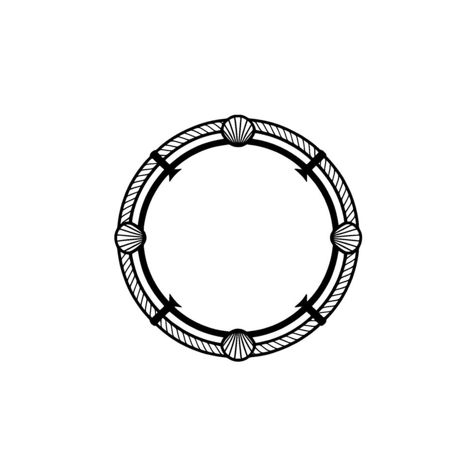Nautical Circle Emblem, Coastal, Minimalist vector