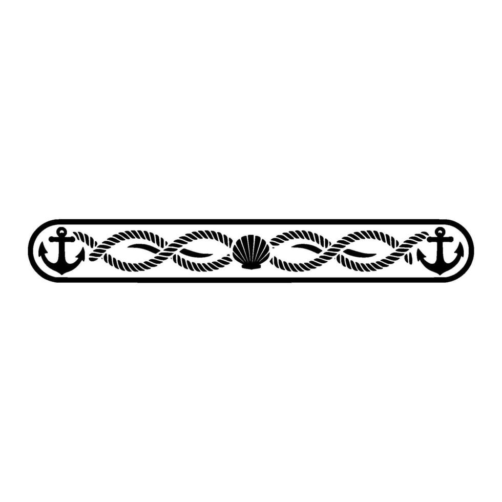 Nautical Border Anchor, Rope, and Shell vector