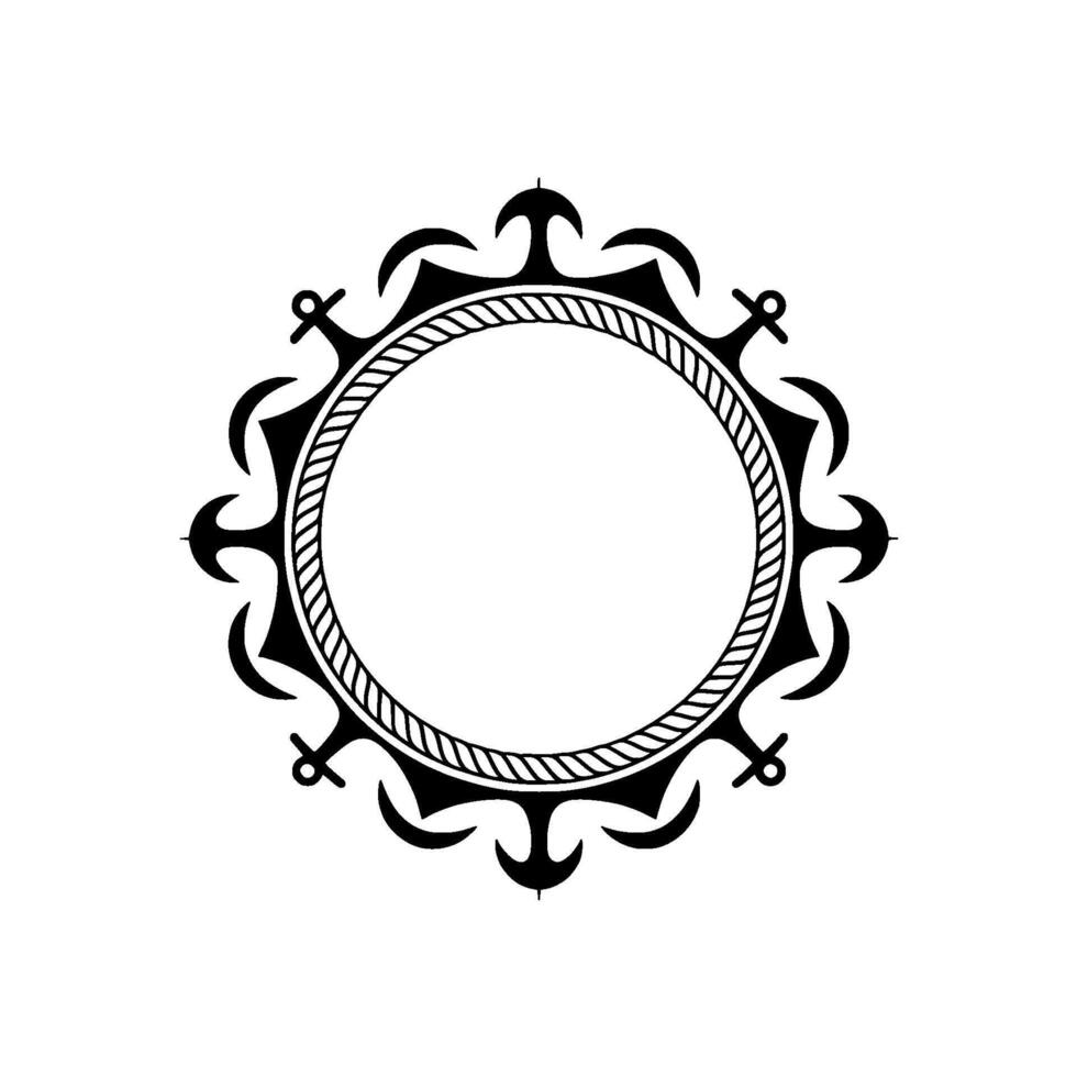 Nautical Frame, Vintage Ornament, Circular Border, Decorative Element vector