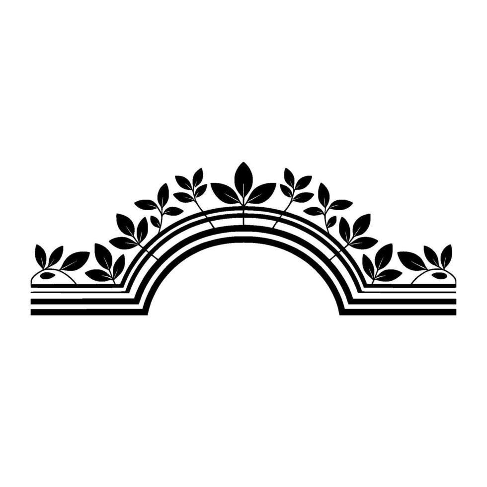 Stylized Arch with Leaf Motifs - Minimalist Botanical vector