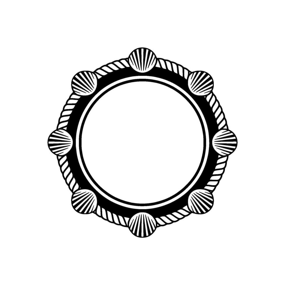 Nautical Circle Frame, Seashell Rope Motif, Shells vector