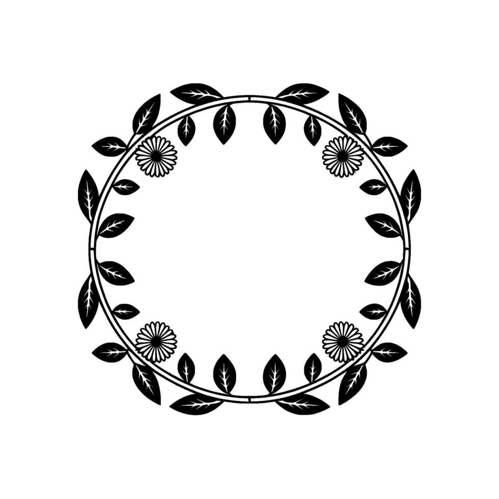 Botanical Circle, Elegant Floral Frame, Minimalist vector