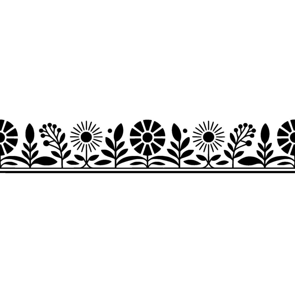 Stylized Floral Border, Vintage Illustration, Minimalist, Pattern vector