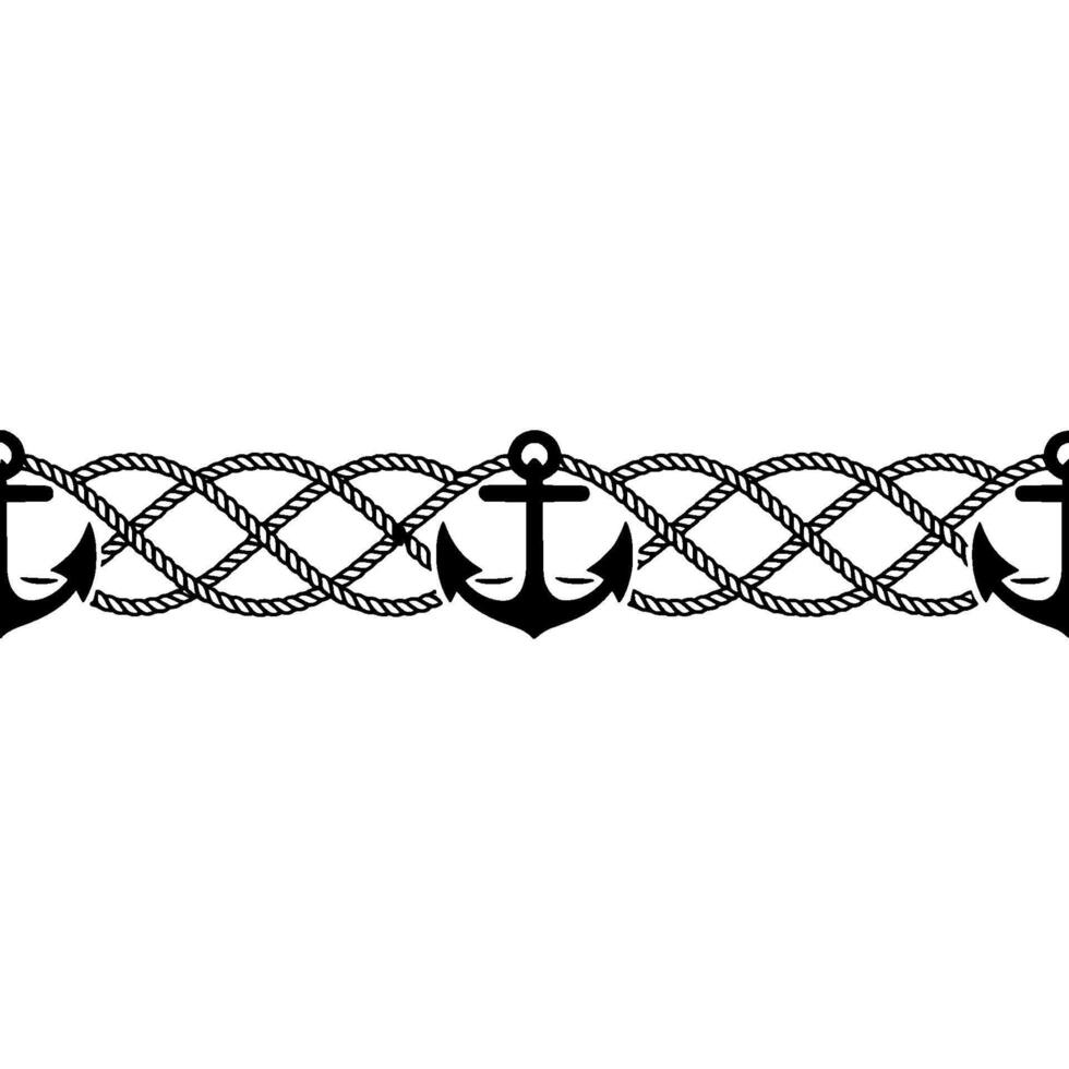 Nautical Border Anchor Rope Motif vector