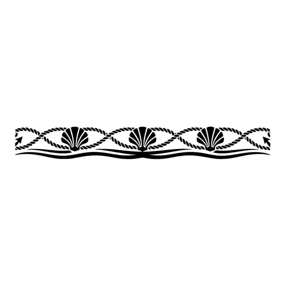 Elegant Black Wave Border, Vintage Element, Decorative vector