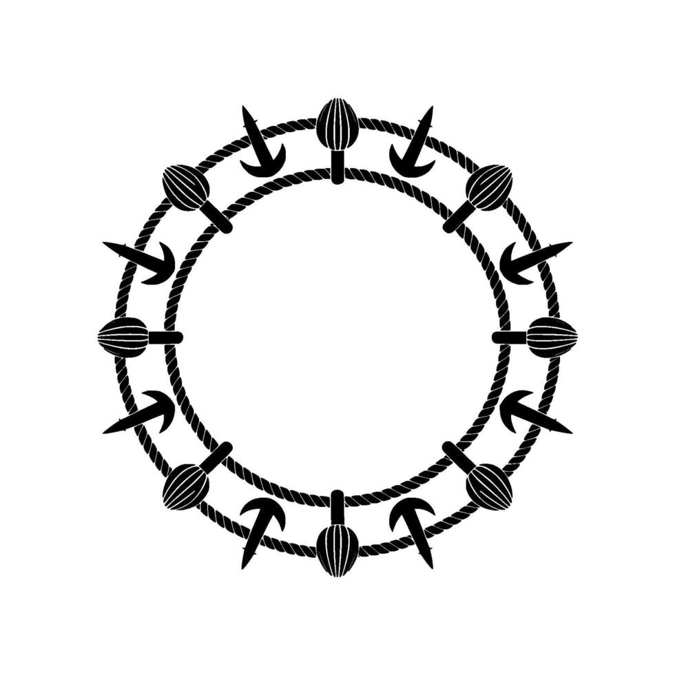 Nautical Circle Anchor Rope Motif, Minimalist vector