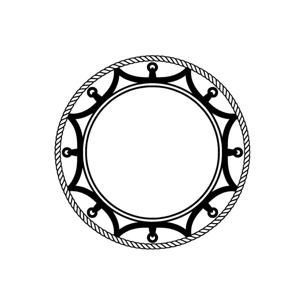 Circular Nautical Emblem, Vintage Style, Minimalist - Circle vector