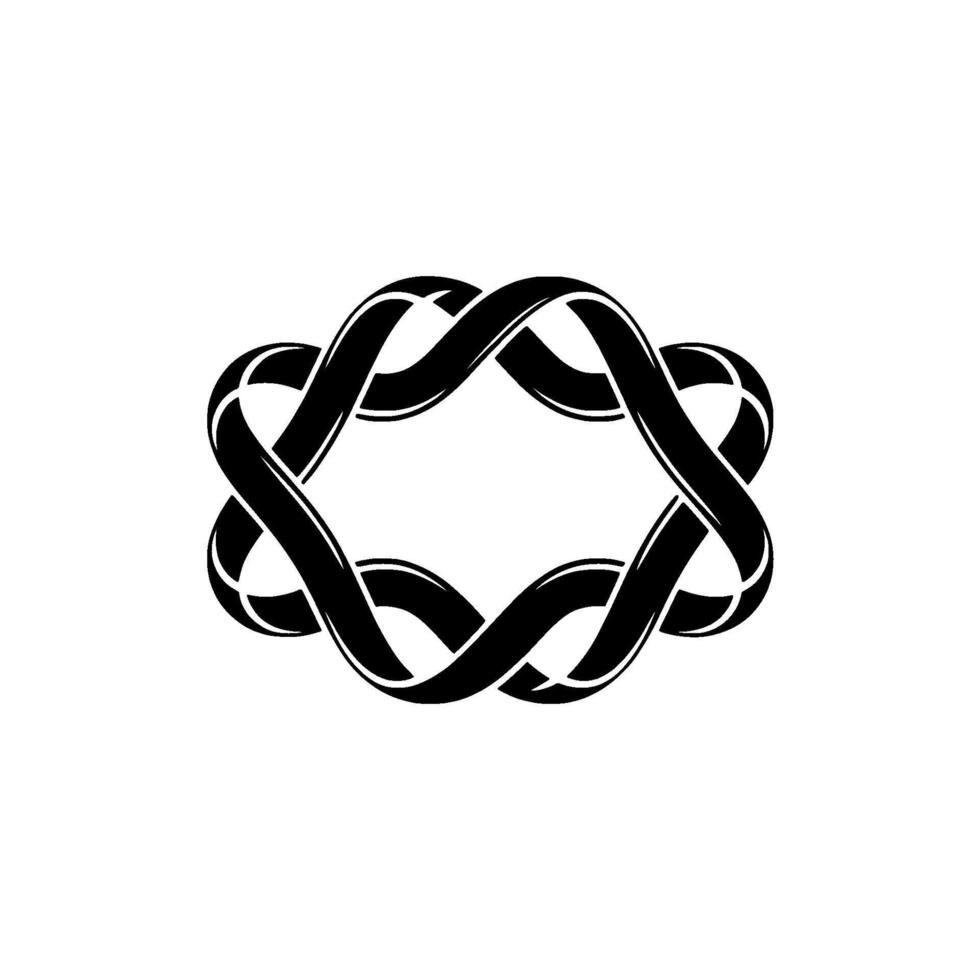 Intertwined Infinity Minimalist Black White Symbol, Loop vector