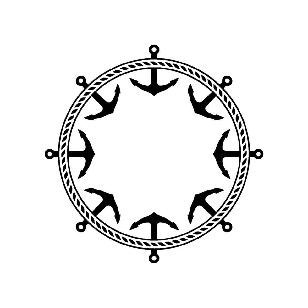 Nautical Anchor Circle, Vintage Maritime Motif, Decorative vector