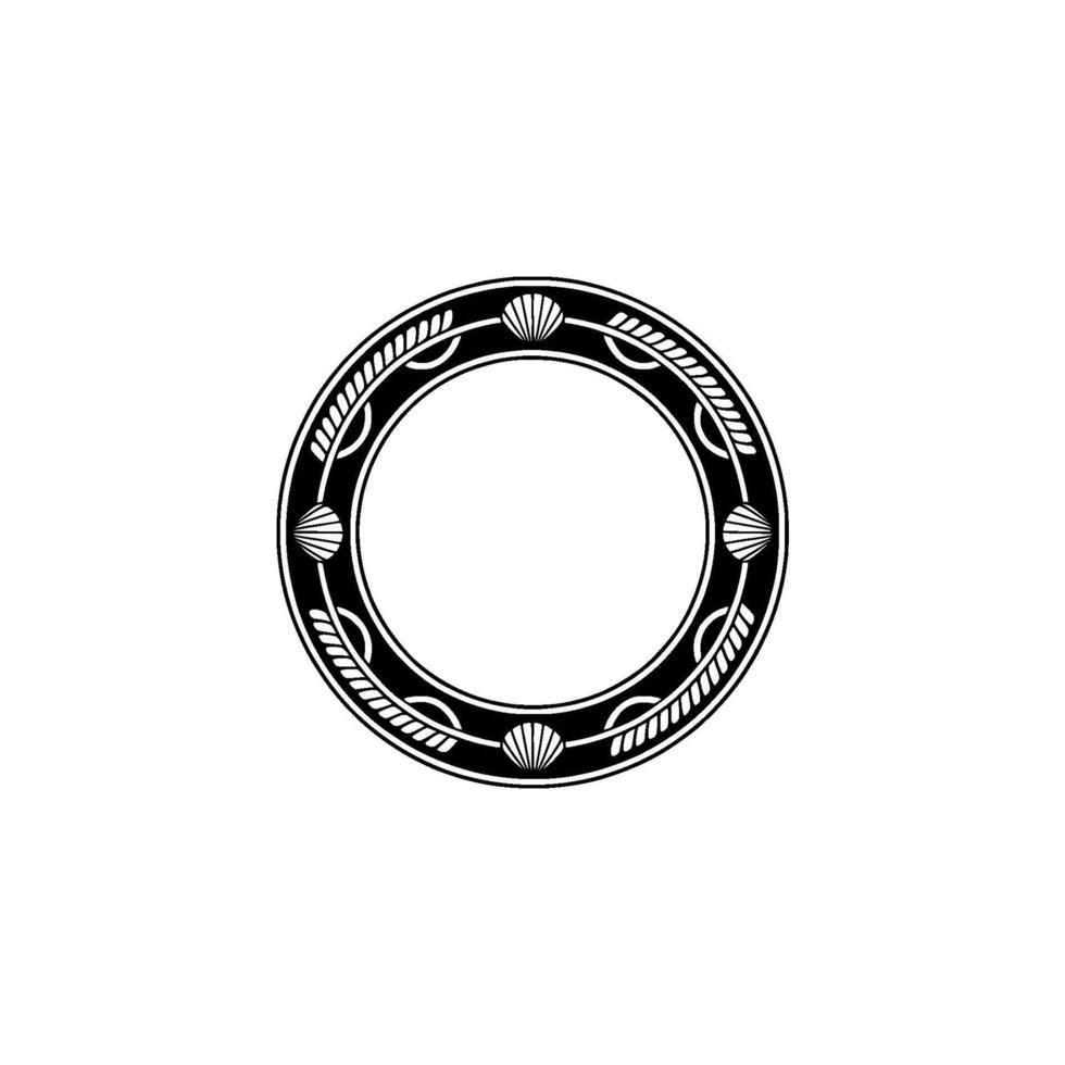 Nautical Circle Emblem, Vintage Coastal vector