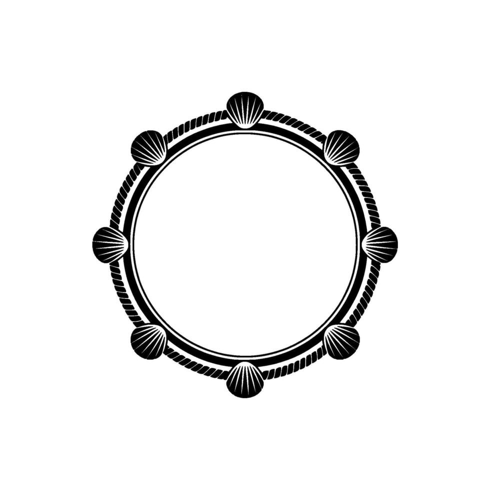 Nautical Circle Frame, Art Deco Style, Shells vector