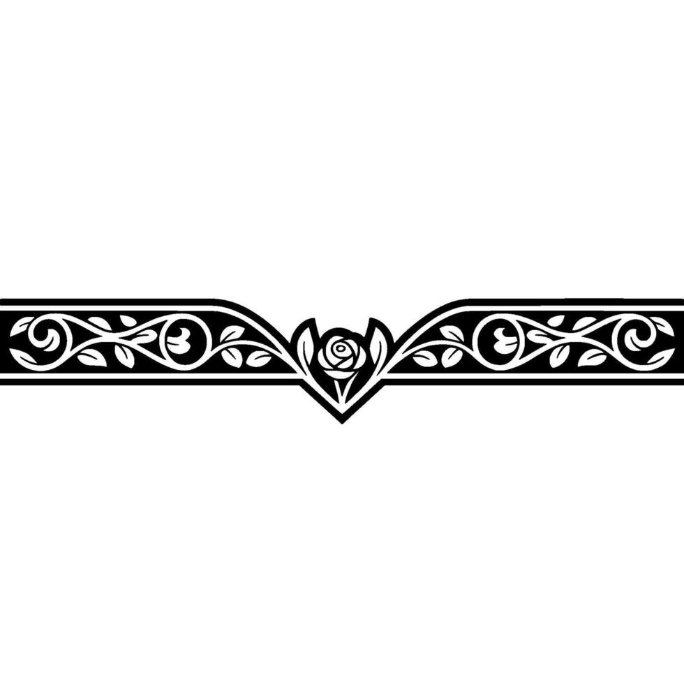 Elegant Black Floral Border, Victorian, Rose vector