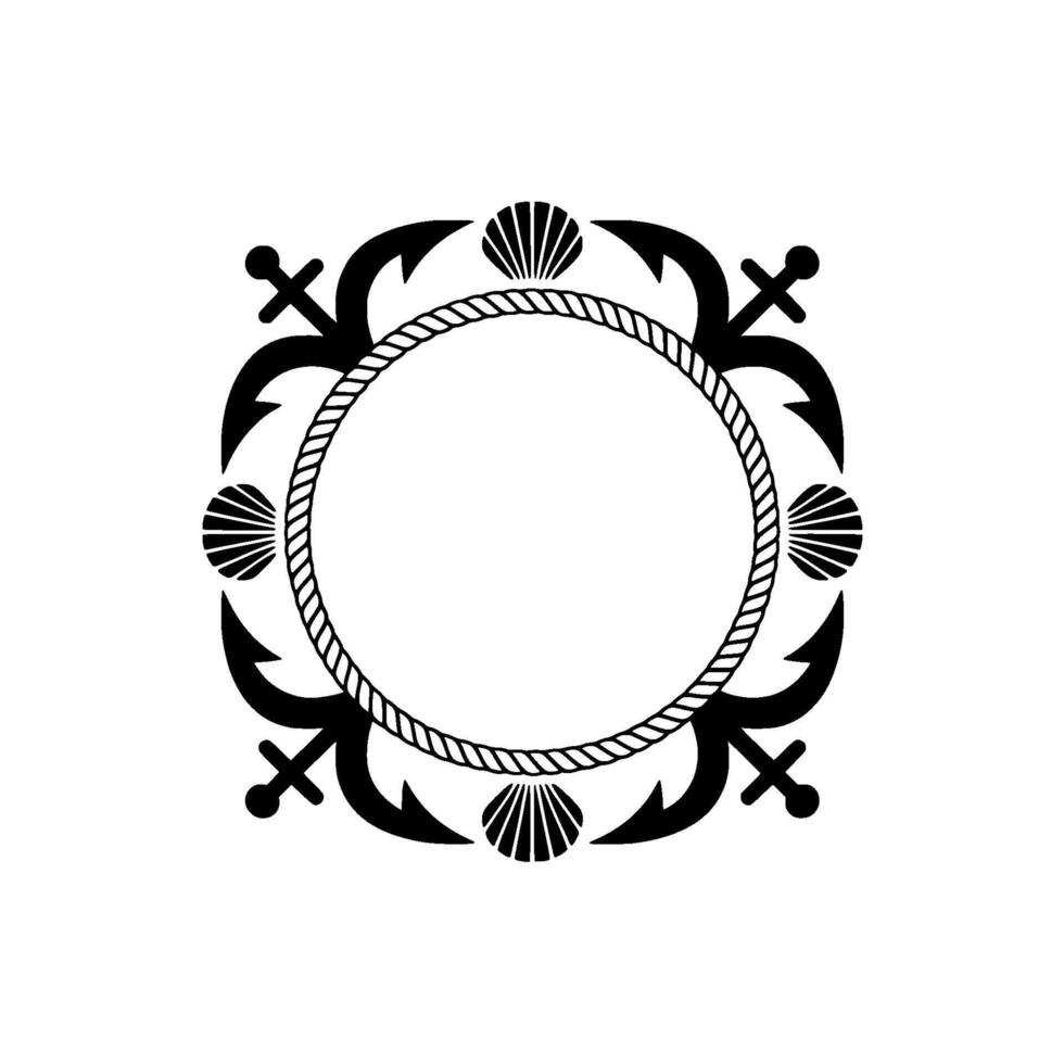 Nautical Frame Anchors, Shells, and Rope Border vector