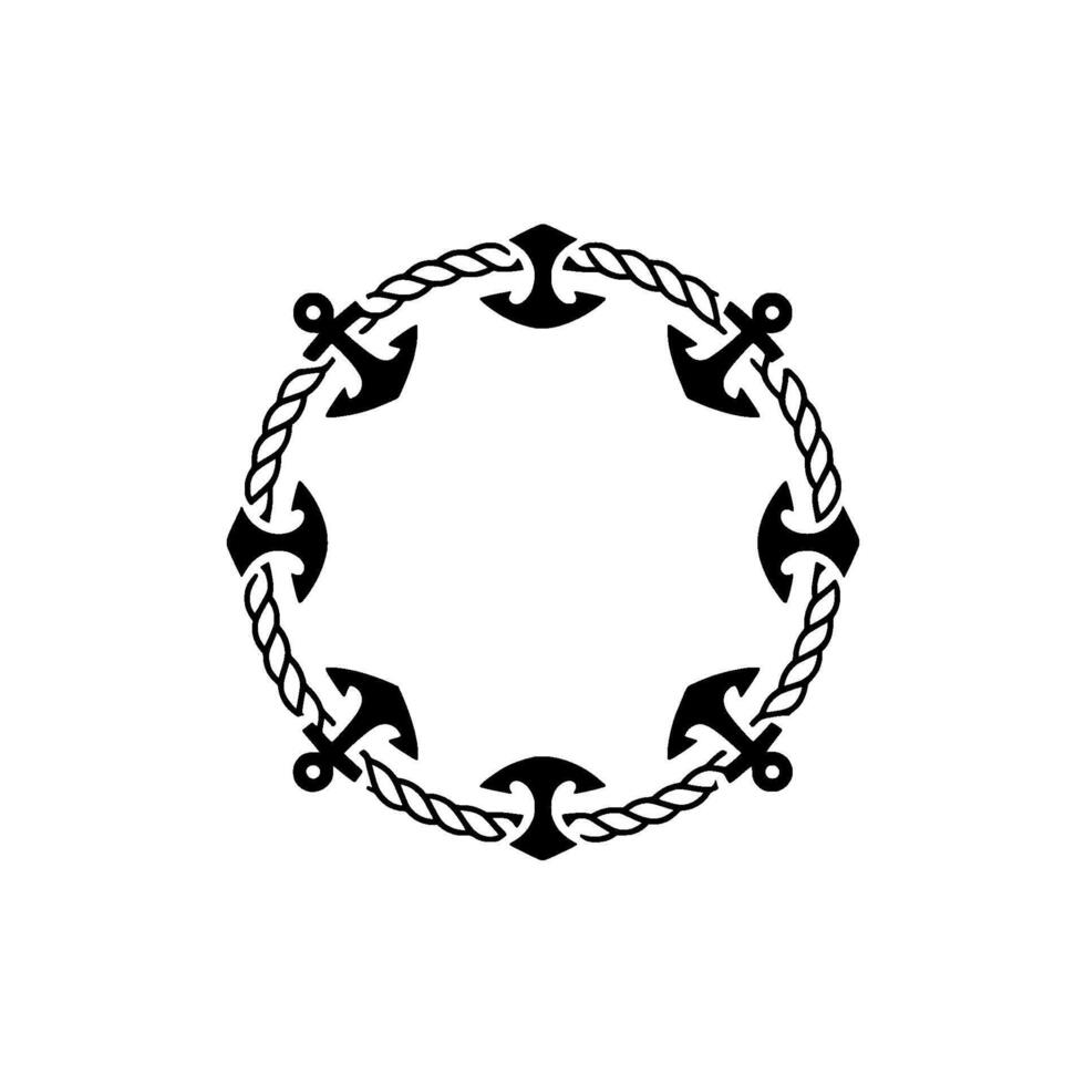 Nautical Circle Anchor Chain Border vector