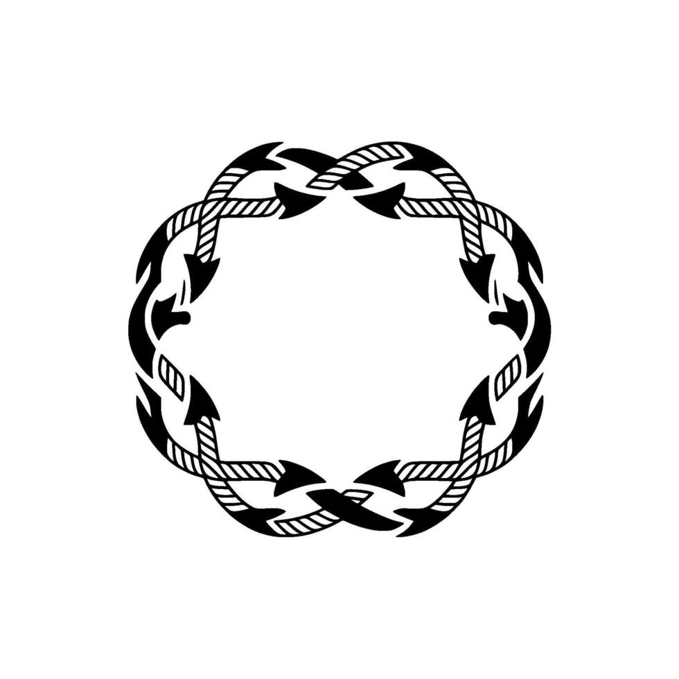 Intertwined Rope Circle, Nautical Motif, Minimalist vector