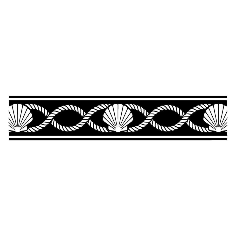 Nautical Rope Shell Border, Vintage Style vector