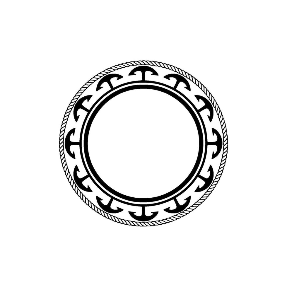 Nautical Emblem Anchor Rope Circle vector