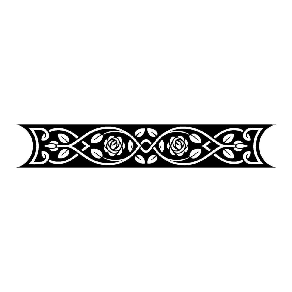 Elegant Black and White Rose Border Ornament - Floral vector