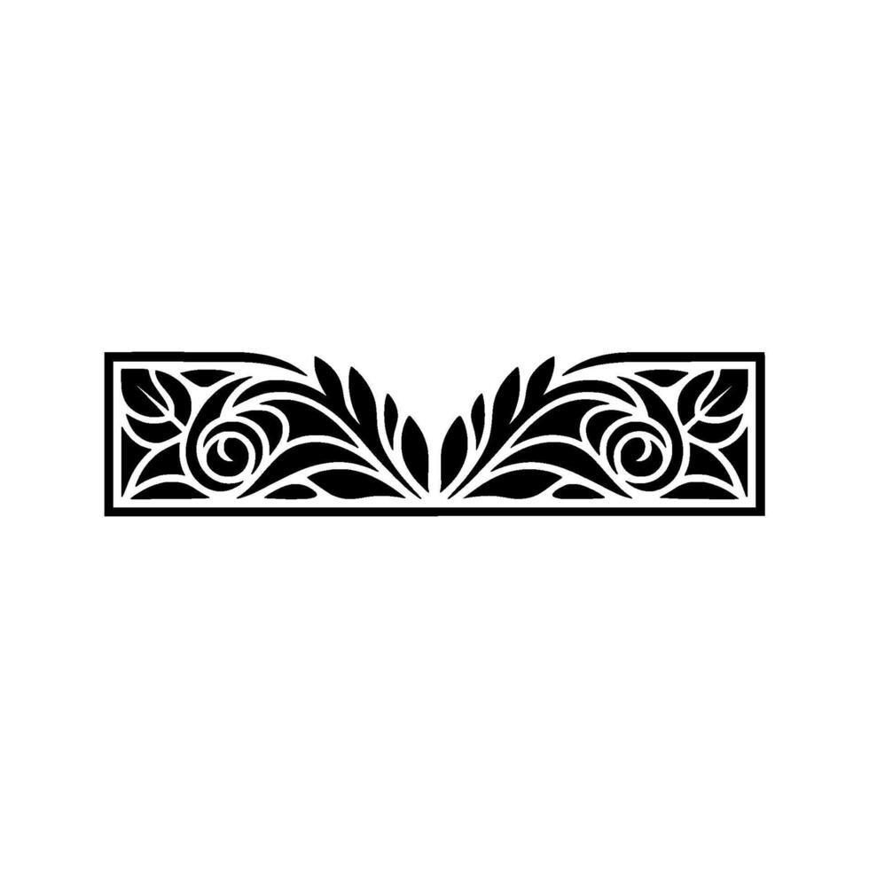 Elegant Black Floral Border, Vintage Element, Monochromatic vector