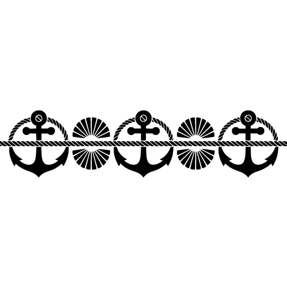 Nautical Anchor Border, Vintage Maritime Motif - Rope vector
