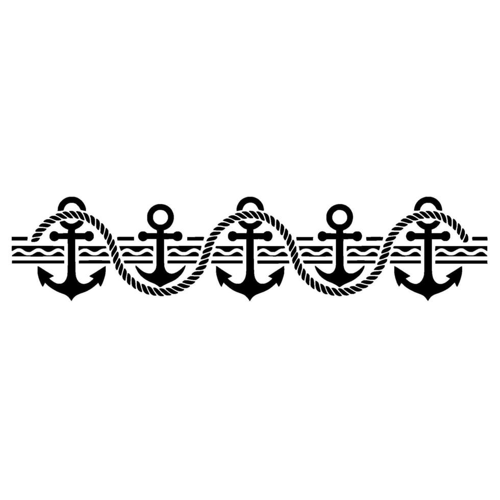 Nautical Row Vintage Anchor Series, Maritime Motif vector