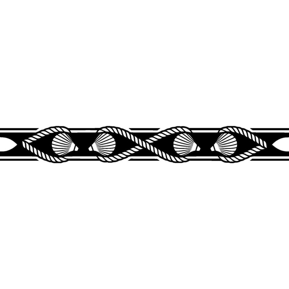Nautical Deco Border Elegant Wave Shell Motif vector
