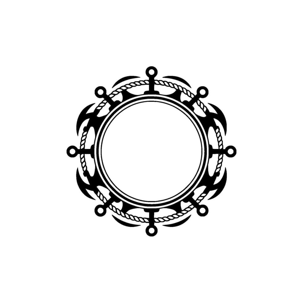 Nautical Anchor Frame, Vintage Style, Circular Border vector