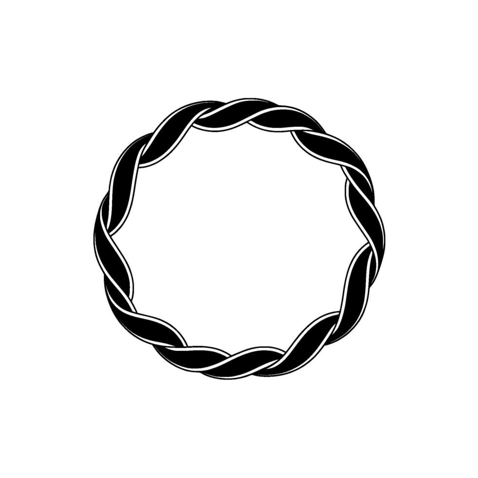 Intricate Black Rope Circle, Minimalist vector