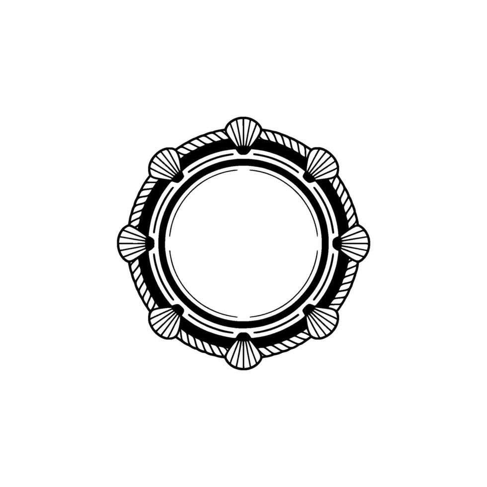 Nautical Shell Frame, Vintage Coastal, Circular vector